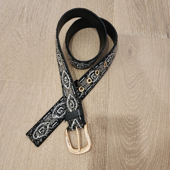 Berenice beaded black belt size T1 - Picture 1 of 3